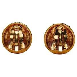Chanel-Chanel Gold Rhinestone CC Clip On Earrings-Golden