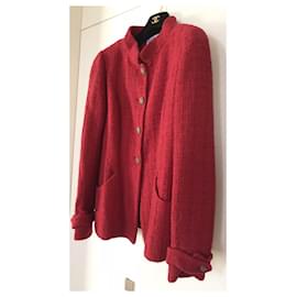 Chanel-CC Jewel Buttons Red Tweed Jacket-Red