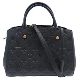Louis Vuitton-LOUIS VUITTON MONTAIGNE BB M HANDBAG41053 MONOGRAM LEATHER EMPREINTE BAG-Black