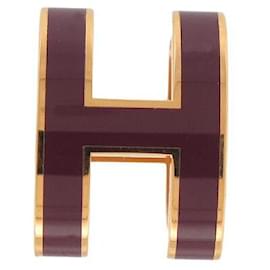 Hermès-NEW HERMES POP H H PENDANT147991PF03 GOLD METAL & PURPLE LACQUER PENDANT-Purple
