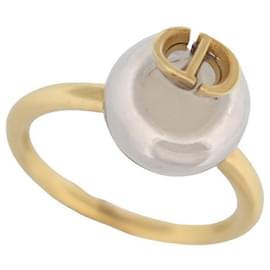 Christian Dior-NEW CHRISTIAN DIOR PEARL LOGO CD T RING49 IN GOLDEN METAL PEARL NEW RING-Golden