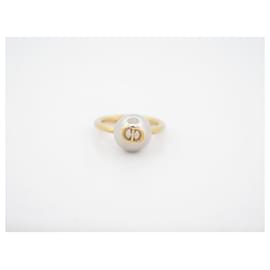 Christian Dior-NEW CHRISTIAN DIOR PEARL LOGO CD T RING49 IN GOLDEN METAL PEARL NEW RING-Golden