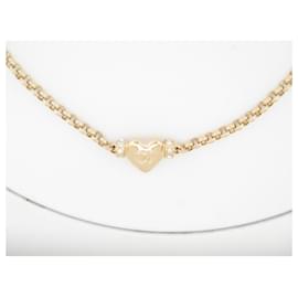 Chanel-NEUF COLLIER CHANEL LOGO CC & STRASS 43-57 METAL DORE GOLD STEEL NECKLACE-Doré