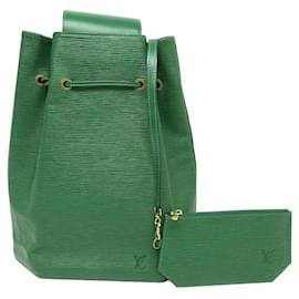 Louis Vuitton-VINTAGE LOUIS VUITTON SEAU BACKPACK IN GREEN EPI LEATHER BACKPACK BAG-Green