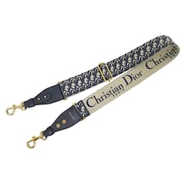 Christian Dior-NEW CHRISTIAN DIOR CROSSBODY HANDLE WITH OBLIQUE CANVAS RING 95 CM STRAP-Navy blue