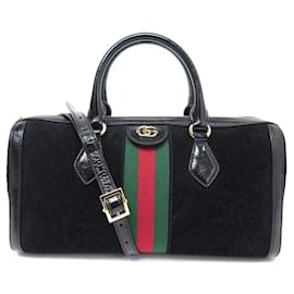 Gucci-NEW GUCCI OPHIDIA BOSTON WED STRIP HANDBAG 524532 HAND BAG STRAP-Black