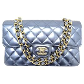 Chanel-CHANEL SMALL TIMELESS CLASSIC CROSSBODY HANDBAG + BAG PURSE BOX-Blue