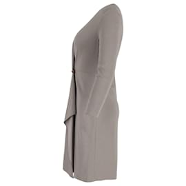 Giorgio Armani-Giorgio Armani Drape Detail Knee Length Dress in Grey Cotton-Grey
