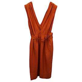 Bottega Veneta-Bottega Veneta Knee-Length Dress in Orange Silk-Orange,Coral
