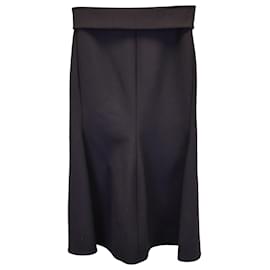 Victoria Beckham-Victoria Beckham Chain Detail Midi Skirt in Black Polyester-Black