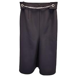 Victoria Beckham-Victoria Beckham Chain Detail Midi Skirt in Black Polyester-Black