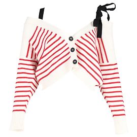 Red Valentino Kurzstrick-Cardigan aus weißer Wolle Weiß Roh