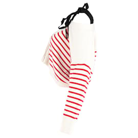 Red Valentino-Cardigan de malha recortada Valentino vermelho em lã branca-Branco,Cru