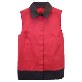Jil Sander Color Block ärmelloses geknöpftes Top aus rotem Polyester Rot