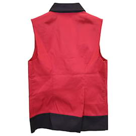 Jil Sander-Jil Sander Color Block Sleeveless Buttoned Top in Red Polyester-Red