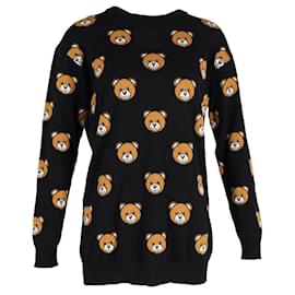 Moschino-Moschino Allover Teddy Bear Sweater in Black Cotton-Black