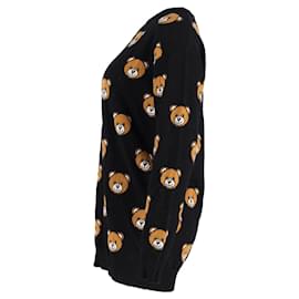 Moschino-Suéter Moschino Allover Teddy Bear em algodão preto-Preto