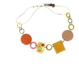 Marni-Marni Resin Geometric Necklace in Multicolor Cotton-Other,Python print