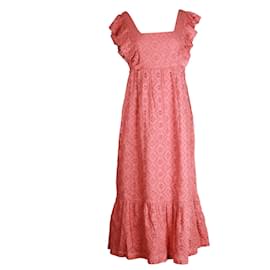 Ba&Sh-Ba&sh Byrd Broderie Anglaise Midi Dress In Pink Cotton-Pink