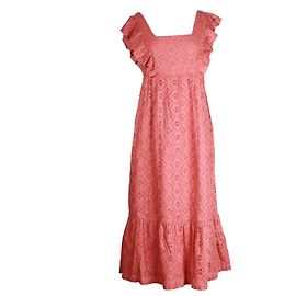 Vestido midi Ba&sh Byrd Broderie Anglaise em algodão rosa Rosa