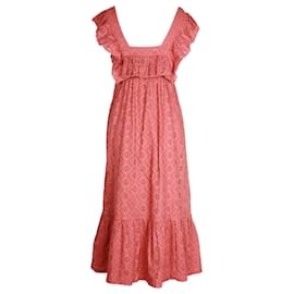 Ba&Sh-Ba&sh Byrd Broderie Anglaise Midi Dress In Pink Cotton-Pink