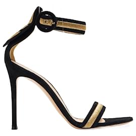 Gianvito Rossi-Gianvito Rossi Marshal Embroidered Sandals in Black Suede-Black