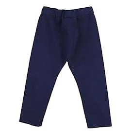 Marni-Marni Elasticated Zip Trousers in Blue Viscose-Navy blue