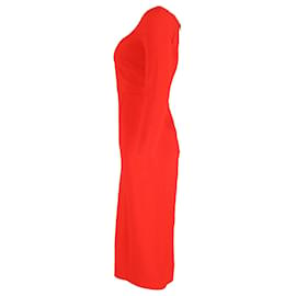 Roland Mouret-Roland Mouret Ardon Midi Dress in Red Polyester Viscose-Red