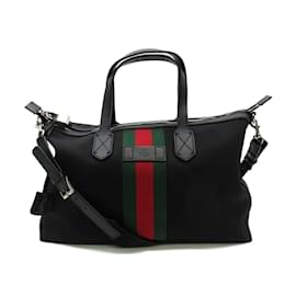 Gucci-Canvas Web Duffle Bag 359261-Black