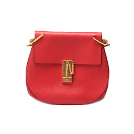 Chloé-Leather Drew Crossbody Bag-Red