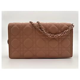 Christian Dior-Lady Dior clutch bag in ultra-matte powder-colored leather-Pink,Beige