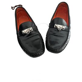 Mocasines Hermès Irving en charol negro Negro