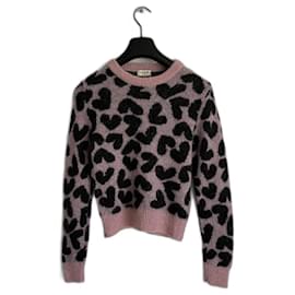 Saint Laurent-SUÉTER SAINT LAURENT HEART MOHAIR-Rosa