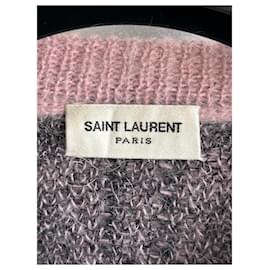 Saint Laurent-SAINT LAURENT HEART MOHAIR SWEATER-Pink