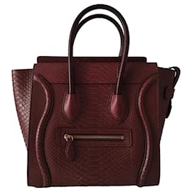 Céline-Celine Luggage bag in burgundy python-Dark red