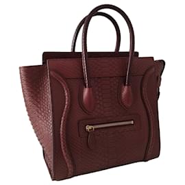 Céline-Celine Luggage bag in burgundy python-Dark red