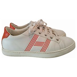 Tênis Hermès Avantage em couro branco e laranja Branco