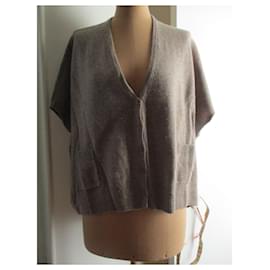 Gerard Darel-Cardigan over size in lana e cashmere. taille 1.-Beige