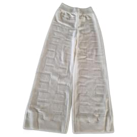 Hermès-Pantalon en maille-Blanc cassé