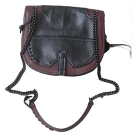 Bolsa Coach em couro granulado preto e bordô Preto Outro