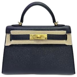 Hermès-Hermès mini kelly preto epsom-Preto