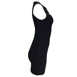 Autre Marque-Herve Leger Black Crewneck Crystal Cutout Mini Dress-Black