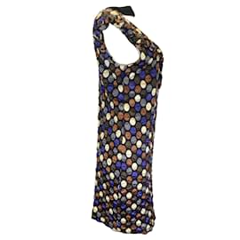 Autre Marque-Marni Brown / Blaues Kleid aus geknittertem Satin mit mehreren Tupfen und Print-Mehrfarben