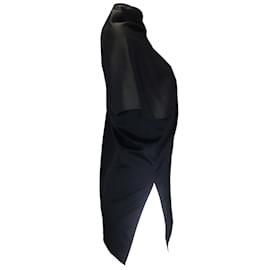 Autre Marque-The Row Black Kasper Asymmetric Silk and Wool Top-Black