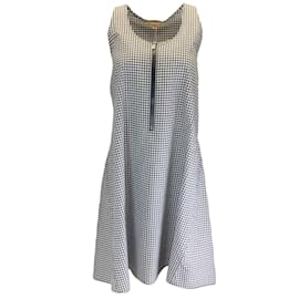 Autre Marque-Coleção Michael Kors Preto / Resort Óptico Branco 2019 Vestido de algodão xadrez sem mangas-Preto