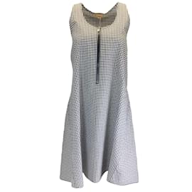 Michael Kors-Michael Kors Collection Black / Optical White Resort 2019 Sleeveless Checkered Gingham Dress-Black