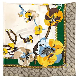 Gucci-Foulard in seta Panshie con stampa GG Flora multicolore-Multicolore