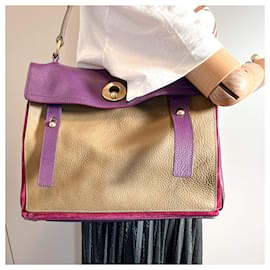 Saint Laurent-muse 2 Medium Leather Tote Bag Purple-Purple