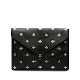 Gucci-Black Gucci Bee Star Envelope Portfolio Clutch Bag-Black
