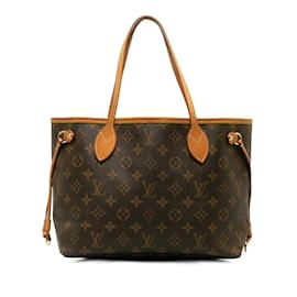 Louis Vuitton-Sac cabas marron Louis Vuitton Monogram Neverfull PM-Marron